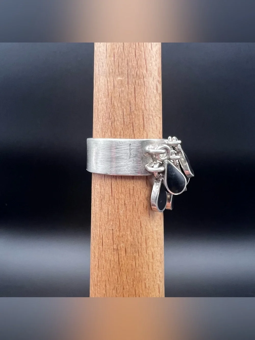 Sterling Silver Dangle Shaker Ring